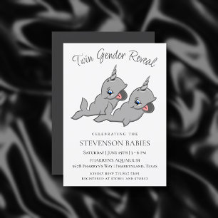 Narwhal Twins   Grey Chibi Cartoon Geslacht onthul Kaart