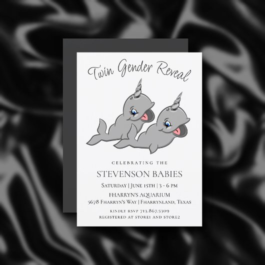 Narwhal Twins | Grey Chibi Cartoon Geslacht onthul Kaart