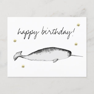 Narwhal Unicorn Illustration Whale Lover Birthday Briefkaart