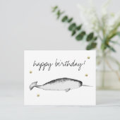 Narwhal Unicorn Illustration Whale Lover Birthday Briefkaart (Staand voorkant)