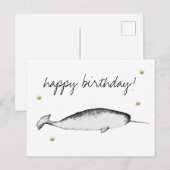 Narwhal Unicorn Illustration Whale Lover Birthday Briefkaart (Voorkant / Achterkant)
