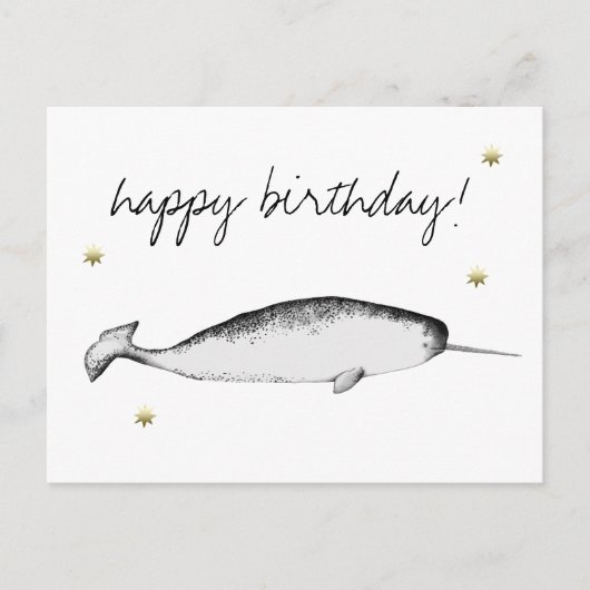 Narwhal Unicorn Illustration Whale Lover Birthday Briefkaart (Voorkant)
