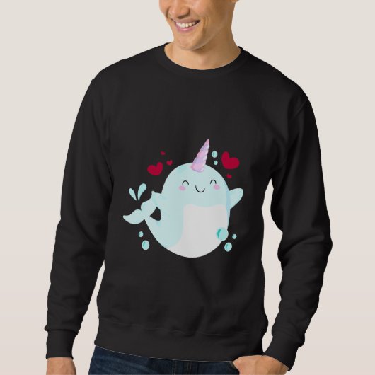 Narwhal Unicorn Love Heart Narwhale Zee Animals Fi Trui (Voorkant)