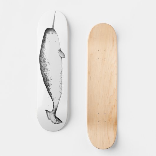 Narwhal Unicorn Magical Illustration Whale Art Persoonlijk Skateboard (Voorkant)