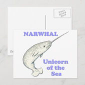 Narwhal unicorn van het zee briefkaart (Voorkant / Achterkant)