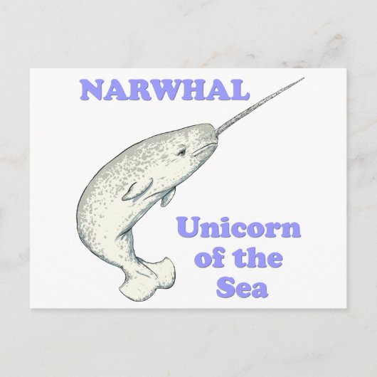 Narwhal unicorn van het zee briefkaart (Voorkant)
