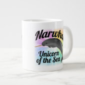 Narwhal Unicorn van het Zee, Cute Rainbow Grote Koffiekop (Voorkant rechts)