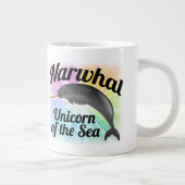 Narwhal Unicorn van het Zee, Cute Rainbow Grote Koffiekop (Rechts)