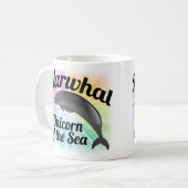 Narwhal Unicorn van het Zee, Cute Rainbow Koffiemok (Voorkant links)
