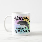 Narwhal Unicorn van het Zee, Cute Rainbow Koffiemok (Links)
