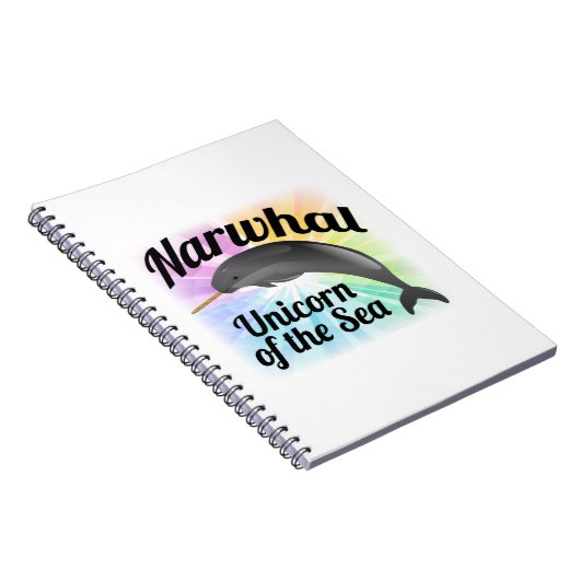 Narwhal Unicorn van het Zee, Cute Rainbow Notitieboek (Rechterzijde)