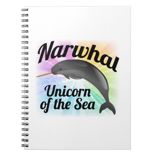 Narwhal Unicorn van het Zee, Cute Rainbow Notitieboek (Voorkant)