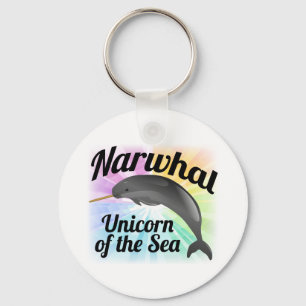 Narwhal Unicorn van het Zee, Cute Rainbow Sleutelhanger