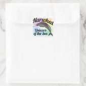 Narwhal Unicorn van het Zee, Cute Rainbow Vierkante Sticker (Tas)