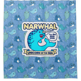 Narwhal Unicorn van het Zee Douchegordijn