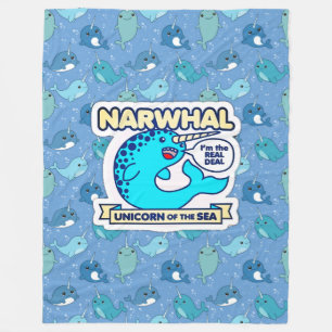 Narwhal Unicorn van het Zee Fleece Deken