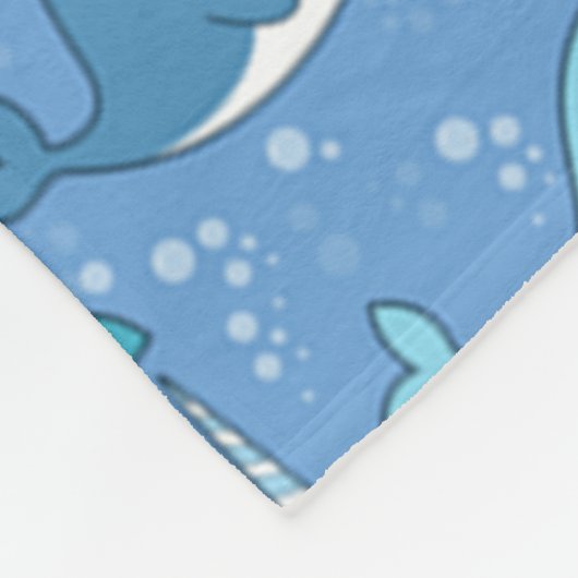 Narwhal Unicorn van het Zee Fleece Deken (Hoek)