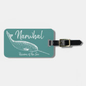 Narwhal Unicorn van het Zee | Gepersonaliseerd Bagagelabel (Voorkant horizontaal)
