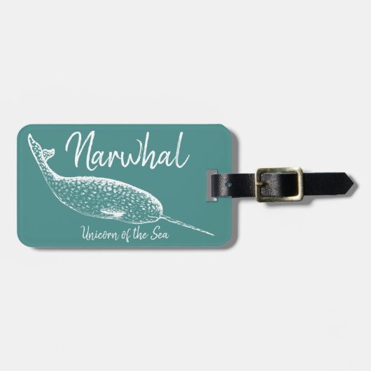 Narwhal Unicorn van het Zee | Gepersonaliseerd Bagagelabel (Voorkant horizontaal)