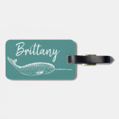 Narwhal Unicorn van het Zee | Gepersonaliseerd Bagagelabel (Achterkant horizontaal)
