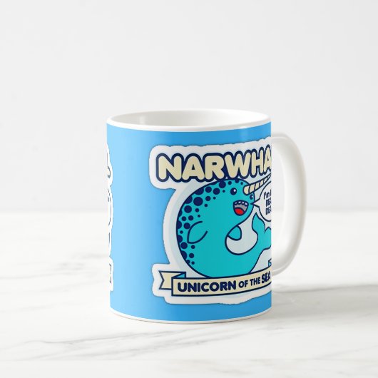 Narwhal Unicorn van het Zee Koffiemok (Voorkant rechts)