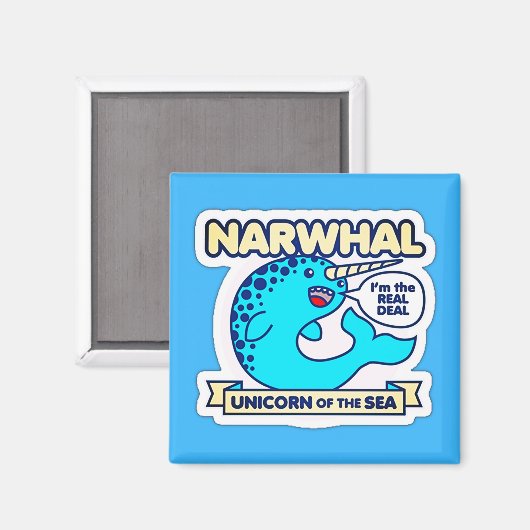 Narwhal Unicorn van het Zee Magneet (Voorkant / Achterkant)
