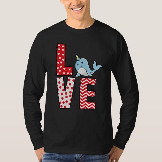 Narwhal Valentines Day Love Valentine Cute Hearts T-shirt (Voorkant)
