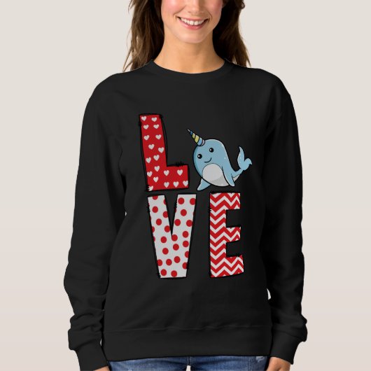 Narwhal Valentines Day Love Valentine Cute Hearts Trui (Voorkant)