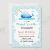 Narwhal verjaardagsfeestje uitnodiging (Voorkant)