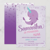 Narwhal verjaardagsuitnodiging kaart (Voorkant / Achterkant)