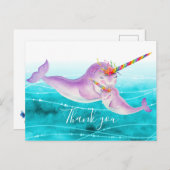 Narwhal virtuele knuffel regenboog dank u briefkaart (Voorkant / Achterkant)