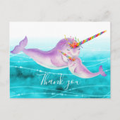 Narwhal virtuele knuffel regenboog dank u briefkaart (Voorkant)