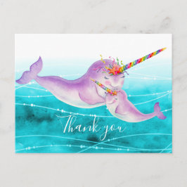 Narwhal virtuele knuffel regenboog dank u briefkaart