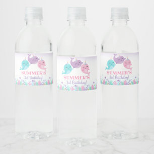 Narwhal Waterflesetiketten - Onder het Zee Decor Waterfles Etiket