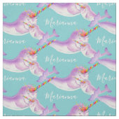 Narwhal waterverf art aqua aangepaste naam stof (Swatch)