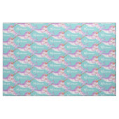Narwhal waterverf art aqua aangepaste naam stof (Fat Quarter)