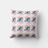 Narwhal Waterverf Floral Pink Pattern Kussen (Voorkant)