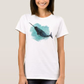 Narwhal, Waterverf Ocean Heart T-shirt (Voorkant)