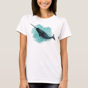 Narwhal, Waterverf Ocean Heart T-shirt