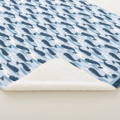 Narwhal Waves Allover Print Blue Sherpa Deken (3/4)