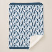Narwhal Waves Allover Print Blue Sherpa Deken (Voorkant)