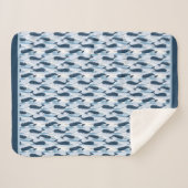 Narwhal Waves Allover Print Blue Sherpa Deken (Voorkant (horizontaal))