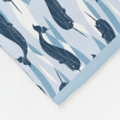 Narwhal Waves Allover Print Fleece Deken (Hoek)