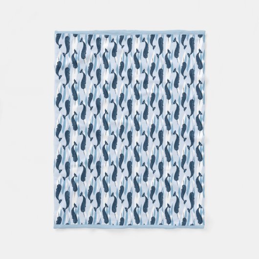 Narwhal Waves Allover Print Fleece Deken (Voorkant)