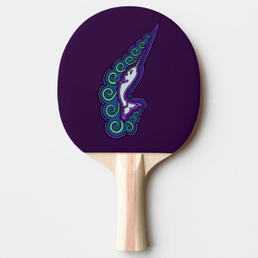 Narwhal Waves Celtic Style Colorful Ink Tekening Tafeltennisbatje (Voorkant)