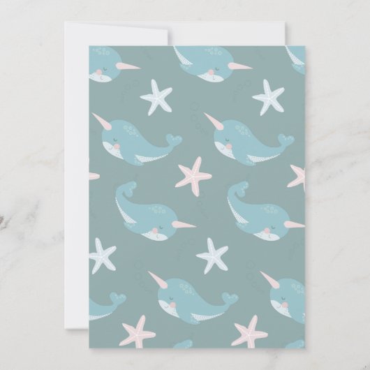 Narwhal Waves Zee Blue Boy 1e verjaardag Kaart (Achterkant)