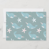 Narwhal Waves Zee Blue Boy 1st Birthday Foto Kaart (Achterkant)