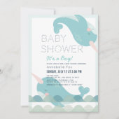 Narwhal Waves Zee Blue Boy Baby shower Kaart (Voorkant)