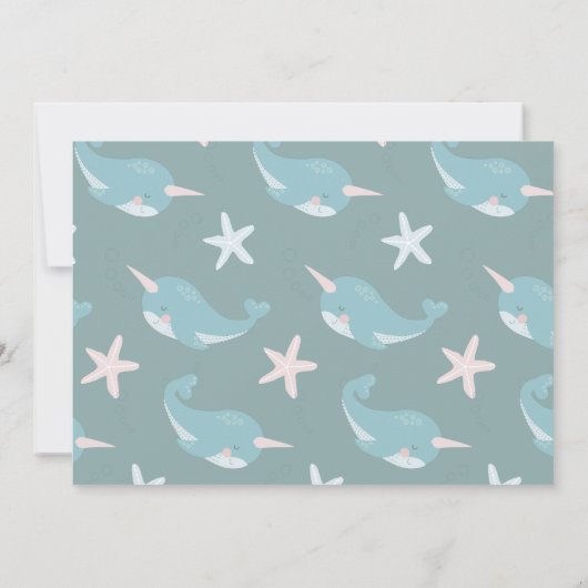 Narwhal Waves Zee Blue Boy Verjaardagsfoto Kaart (Achterkant)