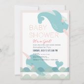 Narwhal Waves Zee Roze Meisje Baby shower Kaart (Voorkant)